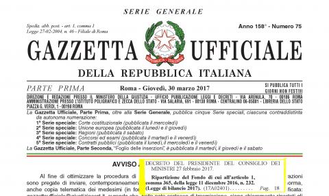 FIRMATO IL DPCM SUI FONDI PER IL RIORDINO