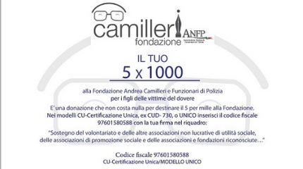 DONA IL 5 X MILLE ALLA FONDAZIONE ANDREA CAMILLERI E FUNZIONARI DI POLIZIA PER I FIGLI DELLE VITTIME DEL DOVERE