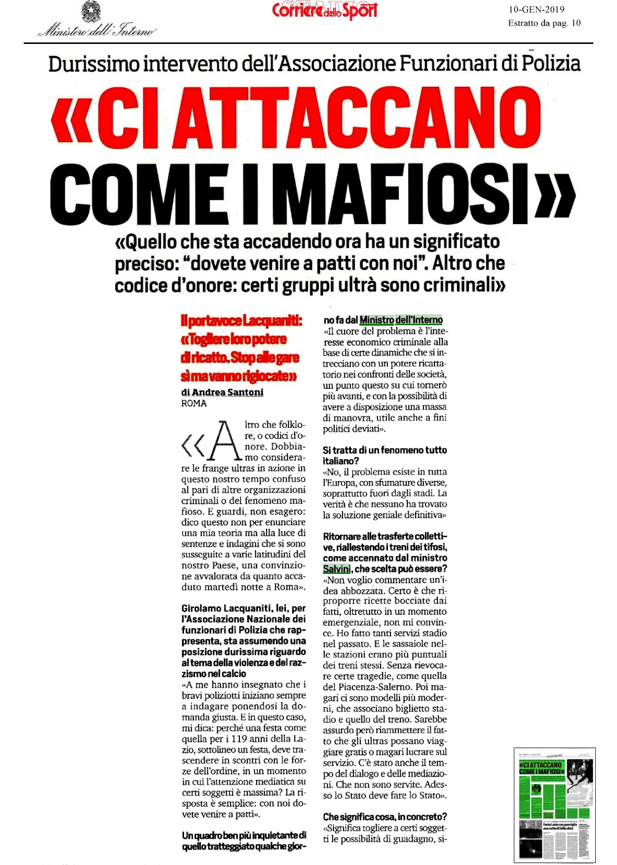 TIFO VIOLENTO: CRIMINALI ATTACCANO LA POLIZIA