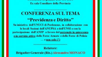 PORDENONE 11 GENNAIO 2019: INCONTRO SU PREVIDENZA E DIRITTO