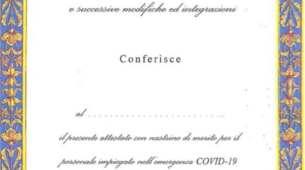CIRCOLARI: ISTITUZIONE ATTESTATO DI MERITO CON RELATIVO NASTRINO PER ILPERSONALE IMPEGNATO NELL'EMERGENZA NAZIONALE COVID-19