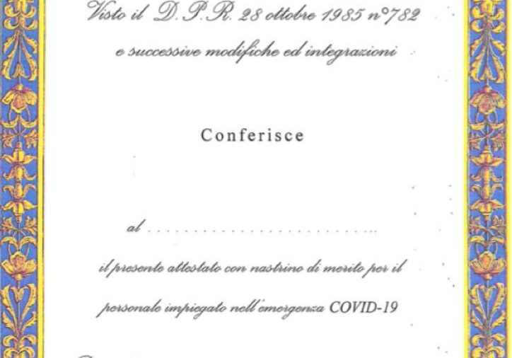 CIRCOLARI: ISTITUZIONE ATTESTATO DI MERITO CON RELATIVO NASTRINO PER ILPERSONALE IMPEGNATO NELL’EMERGENZA NAZIONALE COVID-19