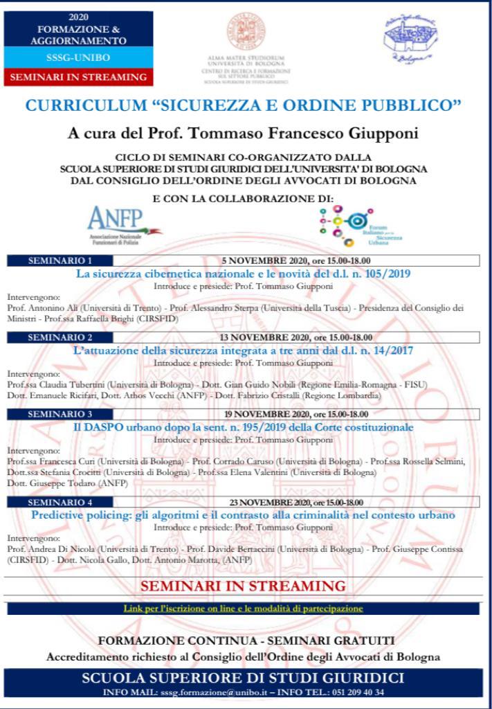 SEMINARI: SICUREZZA E ORDINE PUBBLICO