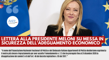 LETTERA ALLA PRESIDENTE MELONI SU MESSA IN SICUREZZA DELL'ADEGUAMENTO ECONOMICO
