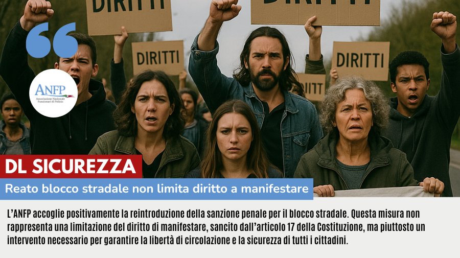 DL SICUREZZA: BENE MISURE A TUTELA SICUREZZA PUBBLICA,  REATO BLOCCO STRADALE NON LIMITA DIRITTO MANIFESTARE