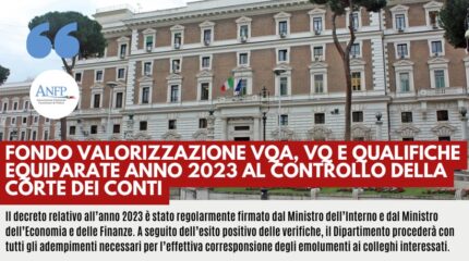 FONDO VALORIZZAZIONE VQA, VQ E QUALIFICHE EQUIPARATE ANNO 2023 AL CONTROLLO DELLA CORTE DEI CONTI