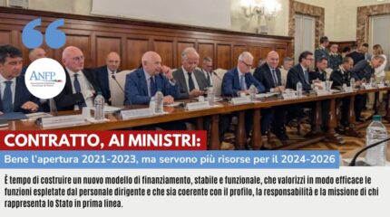 CONTRATTO, AI MINISTRI: BENE L'APERTURA 2021-2023, MA SERVONO PIU' RISORSE PER IL 2024-2026