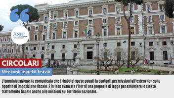 CIRCOLARI: MISSIONI ASPETTI FISCALI