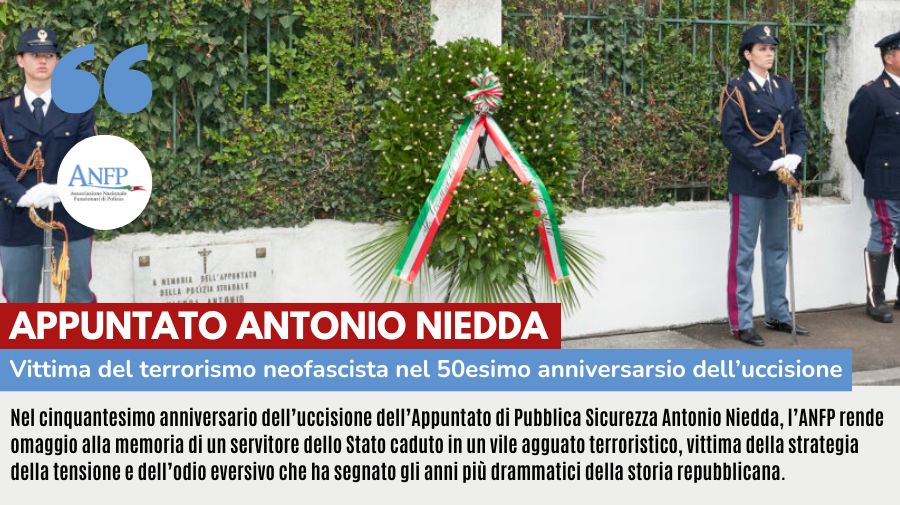 APPUNTATO ANTONIO NIEDDA: VITTIMA DEL TERRORISMO NEOFASCISTA NEL CINQUANTESIMO ANNIVERSARIO DELL'UCCISIONE