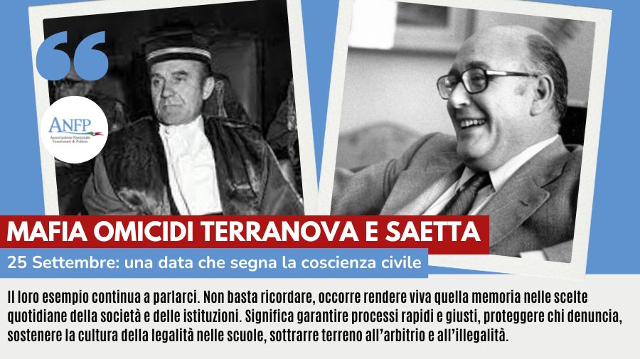 MAFIA OMICIDI TERRANOVA E SAETTA: 25 SETTEMBRE, UNA DATA CHE SEGNA LA COSCIENZA CIVILE