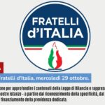 MANOVRA: CONFRONTO CON FRATELLI D'ITALIA, MERCOLEDI' 29 OTTOBRE ORE 14.00