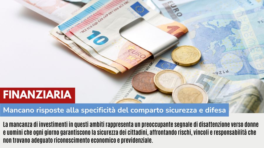 FINANZIARIA: MANCANO RISPOSTE ALLA SPECIFICITÀ DEL COMPARTO SICUREZZA E DIFESA