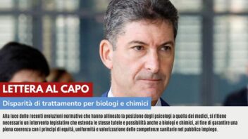 LETTERA AL CAPO: DISPARITÀ DI TRATTAMENTO PER BIOLOGI E CHIMICI