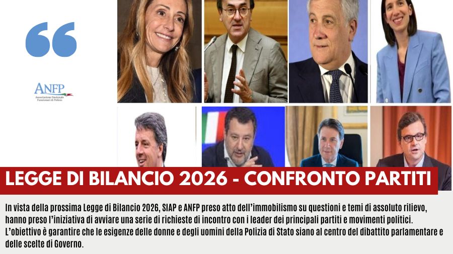 LEGGE DI BILANCIO 2026: RICHIESTO IL CONFRONTO CON I PARTITI