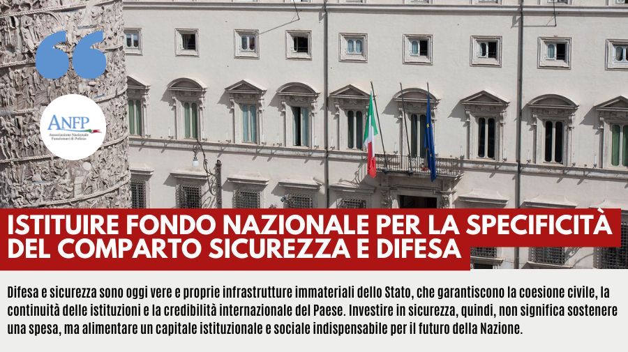 ISTITUIRE FONDO NAZIONALE PER LA SPECIFICITÀ DEL COMPARTO SICUREZZA E DIFESA