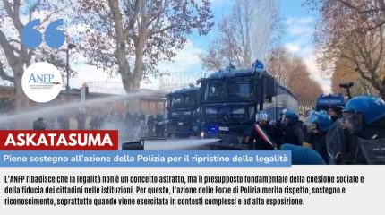 ASKATASUMA: PIENO SOSTEGNO ALL'AZIONE DELLA POLIZIA PER IL RIPRISTINO DELLA LEGALITA'