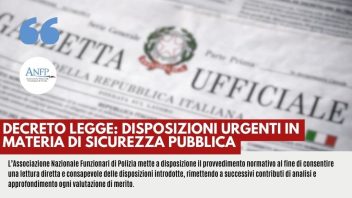 DECRETO LEGGE: DISPOSIZIONI URGENTI IN MATERIA DI SICUREZZA PUBBLICA