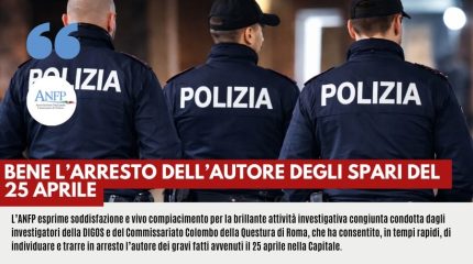 BENE L'ARRESTO DELL'AUTORE DEGLI SPARI DEL 25 APRILE
