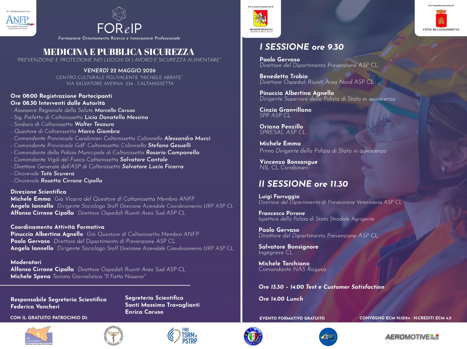 CONVEGNO SU MEDICINA E PUBBLICA SICUREZZA: CALTANISSETTA, 22 MAGGIO ORE 8.00