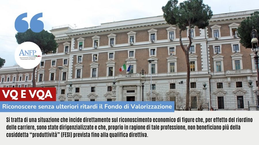 VQ E VQA: RICONOSCERE SENZA ULTERIORI RITARDI IL FONDO DI VALORIZZAZIONE