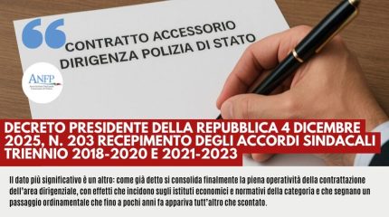 DECRETO PRESIDENTE DELLA REPUBBLICA 4 DICEMBRE 2025, N. 203 RECEPIMENTO DEGLI ACCORDI SINDACALI TRIENNIO 2018-2020 E 2021-2023