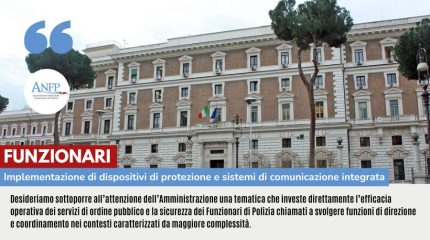 FUNZIONARI: IMPLEMENTAZIONE DISPOSITIVI DI PROTEZIONE E SISTEMI DI COMUNICAZIONE INTEGRATA