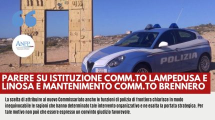 PARERE SU ISTITUZIONE COMM.TO LAMPEDUSA E LINOSA E MANTENIMENTO COMM.TO BRENNERO