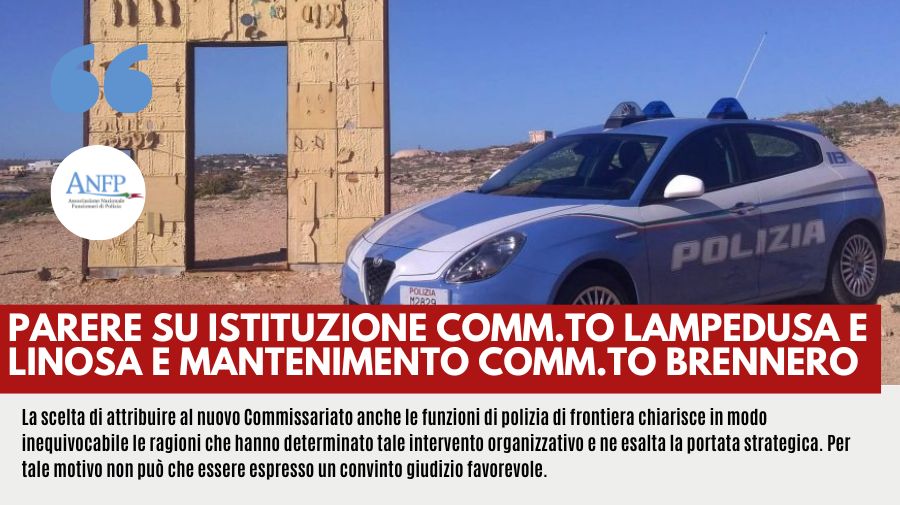 PARERE SU ISTITUZIONE COMM.TO LAMPEDUSA E LINOSA E MANTENIMENTO COMM.TO BRENNERO