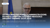 LETTERA MINISTRO PUBBLICA AMMINISTRAZIONE: RICHIESTA APERTURA ACCORDO NEGOZIALE DIRIGENTI TRIENNIO 2024-2026