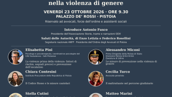PISTOIA, 23 OTTOBRE ORE 9:30 CONVEGNO: CRIMINOGENESI E CRIMINODINAMICA NELLA VIOLENZA DI GENERE