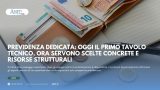 PREVIDENZA DEDICATA: OGGI IL PRIMO TAVOLO TECNICO, ORA SERVONO SCELTE CONCRETE E RISORSE STRUTTURALI