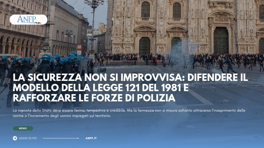 LA SICUREZZA NON SI IMPROVVISA: DIFENDERE IL MODELLO DELLA LEGGE 121 DEL 1981 E RAFFORZARE LE FORZE DI POLIZIA